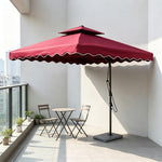 SOLARA Outdoor Square Patio Umbrella with Double Vent & Fillable Wheeled Base 220/250cm for Patio Garden Balcony - Red