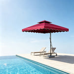SOLARA Outdoor Square Patio Umbrella with Double Vent & Fillable Wheeled Base 220/250cm for Patio Garden Balcony - Red