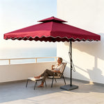 SOLARA Outdoor Square Patio Umbrella with Double Vent & Fillable Wheeled Base 220/250cm for Patio Garden Balcony - Red