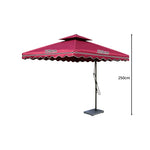 SOLARA Outdoor Square Patio Umbrella with Double Vent & Fillable Wheeled Base 220/250cm for Patio Garden Balcony - Red