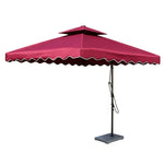 SOLARA Outdoor Square Patio Umbrella with Double Vent & Fillable Wheeled Base 220/250cm for Patio Garden Balcony - Red