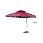 SOLARA Outdoor Square Patio Umbrella with Double Vent & Fillable Wheeled Base 220/250cm for Patio Garden Balcony - Red