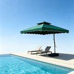 SOLARA Outdoor Square Patio Umbrella with Double Vent & Fillable Wheeled Base 220/250cm for Patio Garden Balcony - Green