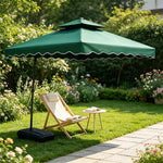 SOLARA Outdoor Square Patio Umbrella with Double Vent & Fillable Wheeled Base 220/250cm for Patio Garden Balcony - Green