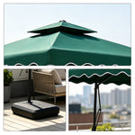 SOLARA Outdoor Square Patio Umbrella with Double Vent & Fillable Wheeled Base 220/250cm for Patio Garden Balcony - Green