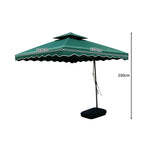 SOLARA Outdoor Square Patio Umbrella with Double Vent & Fillable Wheeled Base 220/250cm for Patio Garden Balcony - Green