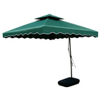 SOLARA Outdoor Square Patio Umbrella with Double Vent & Fillable Wheeled Base 220/250cm for Patio Garden Balcony - Green