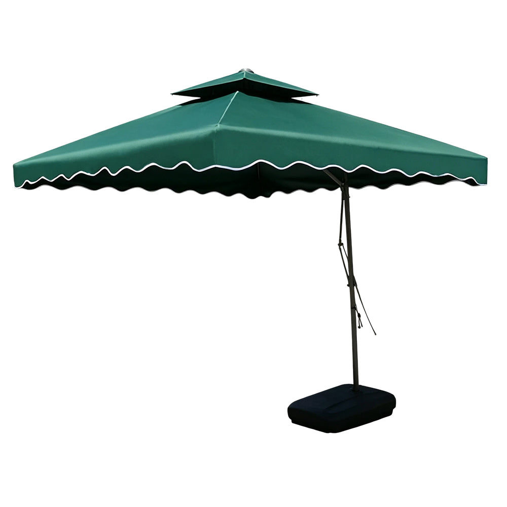 SOLARA Outdoor Square Patio Umbrella with Double Vent & Fillable Wheeled Base 220/250cm for Patio Garden Balcony - Green