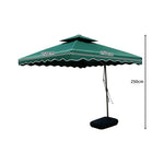 SOLARA Outdoor Square Patio Umbrella with Double Vent & Fillable Wheeled Base 220/250cm for Patio Garden Balcony - Green