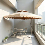 SOLARA Outdoor Square Patio Umbrella with Double Vent & Fillable Wheeled Base 220/250cm for Patio Garden Balcony - Coffee