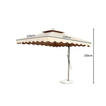 SOLARA Outdoor Square Patio Umbrella with Double Vent & Fillable Wheeled Base 220/250cm for Patio Garden Balcony - Coffee