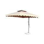 SOLARA Outdoor Square Patio Umbrella with Double Vent & Fillable Wheeled Base 220/250cm for Patio Garden Balcony - Coffee