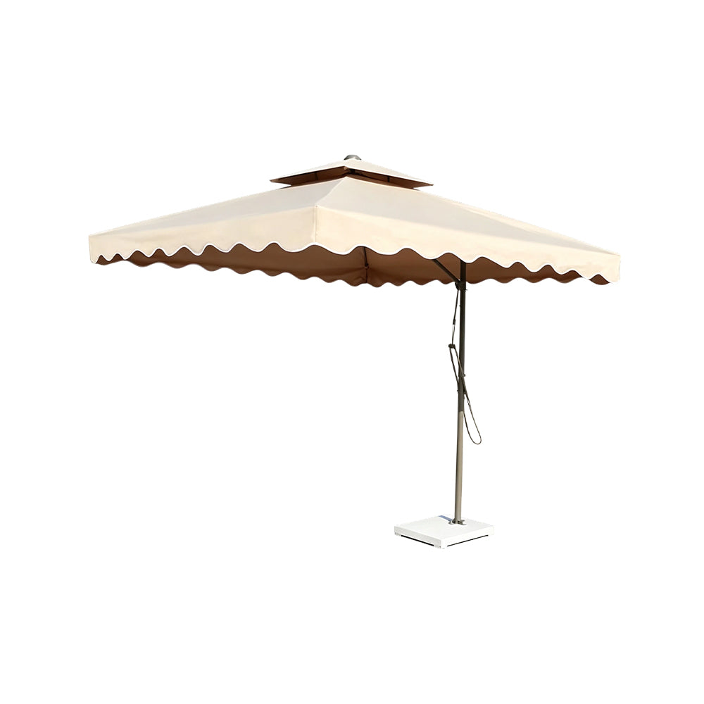 SOLARA Outdoor Square Patio Umbrella with Double Vent & Fillable Wheeled Base 220/250cm for Patio Garden Balcony - Coffee