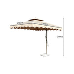 SOLARA Outdoor Square Patio Umbrella with Double Vent & Fillable Wheeled Base 220/250cm for Patio Garden Balcony - Coffee