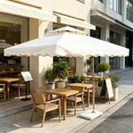 SOLARA Outdoor Square Patio Umbrella with Double Vent & Fillable Wheeled Base 220/250cm for Patio Garden Balcony - White