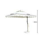 SOLARA Outdoor Square Patio Umbrella with Double Vent & Fillable Wheeled Base 220/250cm for Patio Garden Balcony - White
