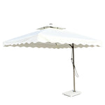 SOLARA Outdoor Square Patio Umbrella with Double Vent & Fillable Wheeled Base 220/250cm for Patio Garden Balcony - White