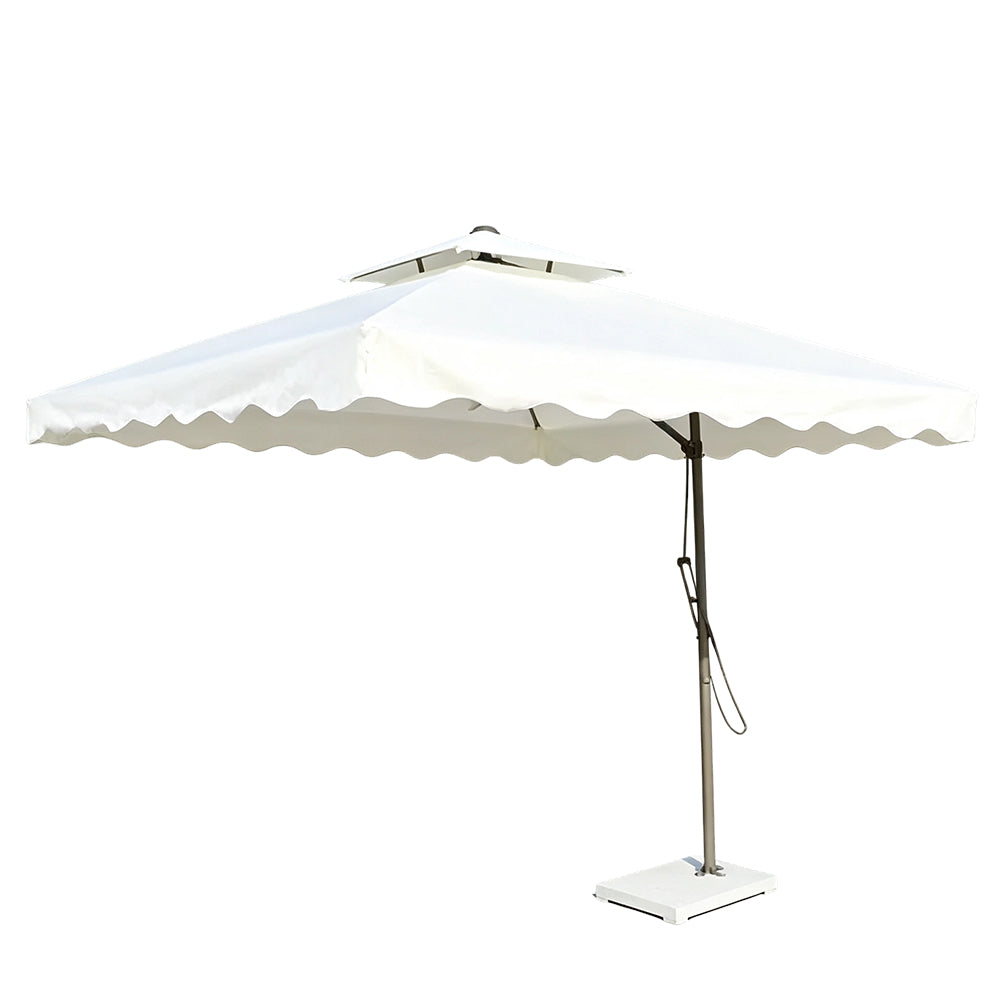 SOLARA Outdoor Square Patio Umbrella with Double Vent & Fillable Wheeled Base 220/250cm for Patio Garden Balcony - White