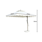 SOLARA Outdoor Square Patio Umbrella with Double Vent & Fillable Wheeled Base 220/250cm for Patio Garden Balcony - White