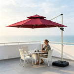SOLARA 250cm Outdoor Cantilever Umbrella Adjustable Shade 8 Rib Frame Fillable Base for Patio Garden Poolside - Red