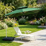 SOLARA 250cm Outdoor Cantilever Umbrella Adjustable Shade 8 Rib Frame Fillable Base for Patio Garden Poolside - Green