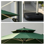 SOLARA 250cm Outdoor Cantilever Umbrella Adjustable Shade 8 Rib Frame Fillable Base for Patio Garden Poolside - Green