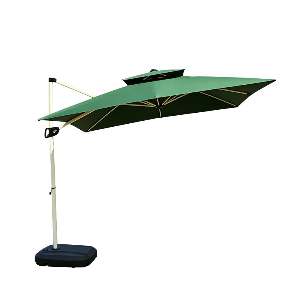 SOLARA 250cm Outdoor Cantilever Umbrella Adjustable Shade 8 Rib Frame Fillable Base for Patio Garden Poolside - Green