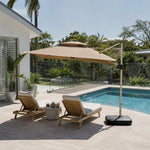 SOLARA 250cm Outdoor Cantilever Umbrella Adjustable Shade 8 Rib Frame Fillable Base for Patio Garden Poolside - Coffee