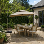 SOLARA 250cm Outdoor Cantilever Umbrella Adjustable Shade 8 Rib Frame Fillable Base for Patio Garden Poolside - Coffee