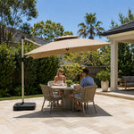 SOLARA 250cm Outdoor Cantilever Umbrella Adjustable Shade 8 Rib Frame Fillable Base for Patio Garden Poolside - Coffee