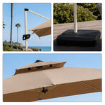 SOLARA 250cm Outdoor Cantilever Umbrella Adjustable Shade 8 Rib Frame Fillable Base for Patio Garden Poolside - Coffee