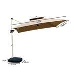 SOLARA 250cm Outdoor Cantilever Umbrella Adjustable Shade 8 Rib Frame Fillable Base for Patio Garden Poolside - Coffee