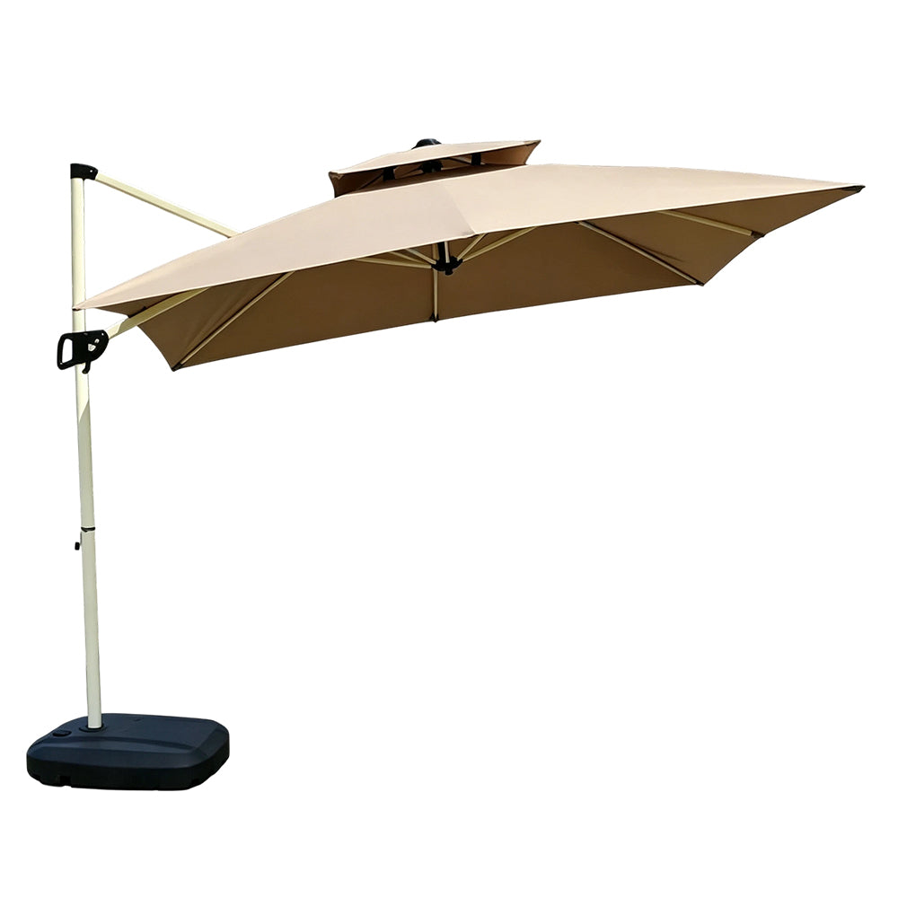 SOLARA 250cm Outdoor Cantilever Umbrella Adjustable Shade 8 Rib Frame Fillable Base for Patio Garden Poolside - Coffee