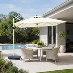 SOLARA 250cm Outdoor Cantilever Umbrella Adjustable Shade 8 Rib Frame Fillable Base for Patio Garden Poolside - White
