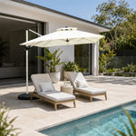 SOLARA 250cm Outdoor Cantilever Umbrella Adjustable Shade 8 Rib Frame Fillable Base for Patio Garden Poolside - White