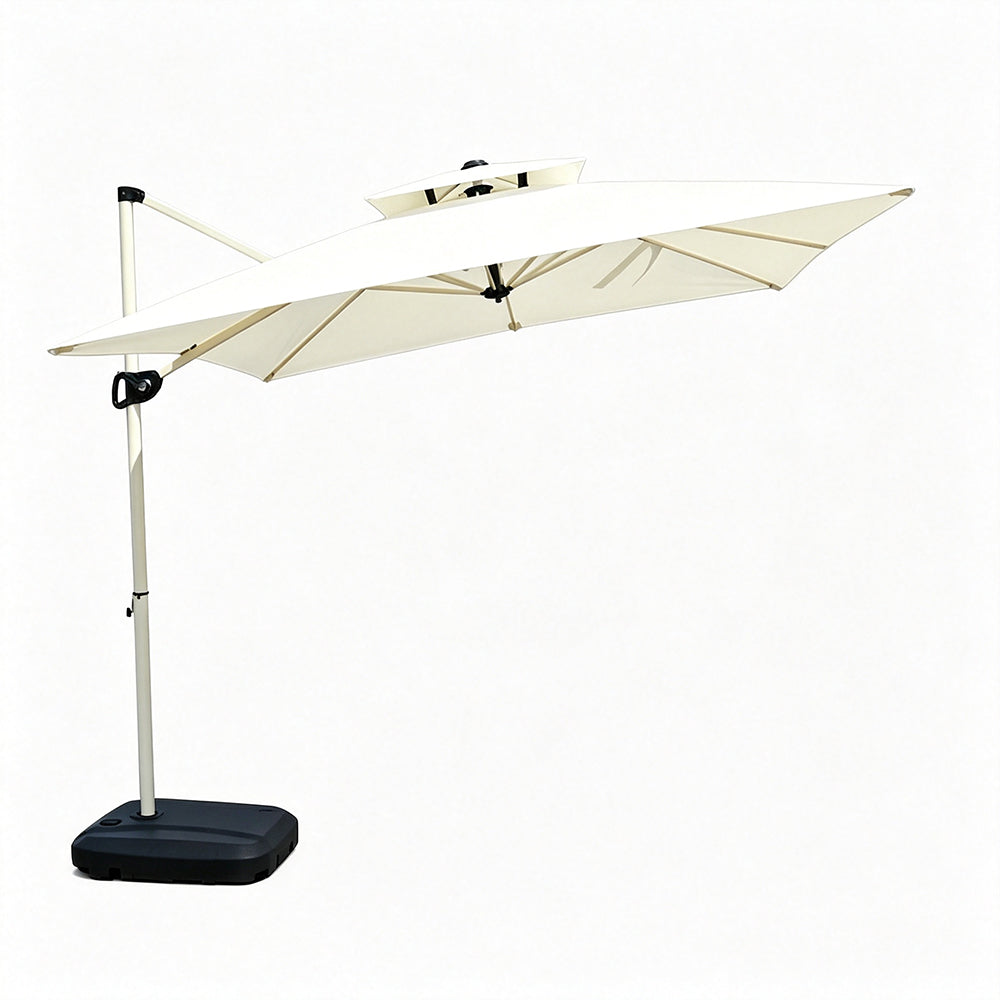 SOLARA 250cm Outdoor Cantilever Umbrella Adjustable Shade 8 Rib Frame Fillable Base for Patio Garden Poolside - White