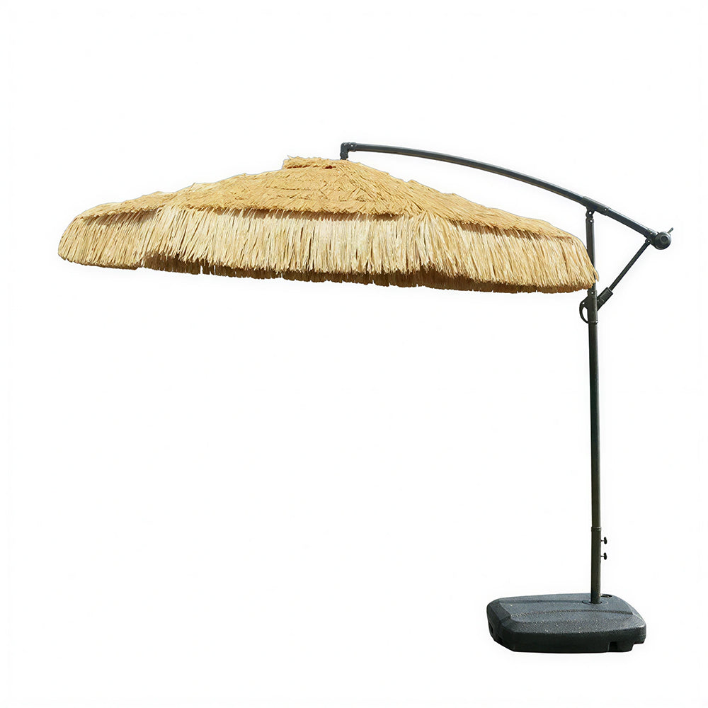 SOLARA Thatched Outdoor Umbrella Water Repellent Double Vent Canopy Fillable Base for Patio Garden Poolside