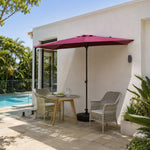 SOLARA Half Patio Umbrella Adjustable Height Waterproof Canopy Hand Crank for Balcony Patio Garden - Red