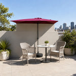 SOLARA Half Patio Umbrella Adjustable Height Waterproof Canopy Hand Crank for Balcony Patio Garden - Red