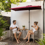 SOLARA Half Patio Umbrella Adjustable Height Waterproof Canopy Hand Crank for Balcony Patio Garden - Red