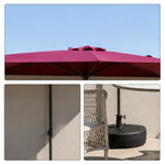 SOLARA Half Patio Umbrella Adjustable Height Waterproof Canopy Hand Crank for Balcony Patio Garden - Red