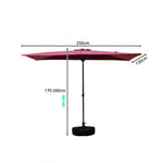 SOLARA Half Patio Umbrella Adjustable Height Waterproof Canopy Hand Crank for Balcony Patio Garden - Red