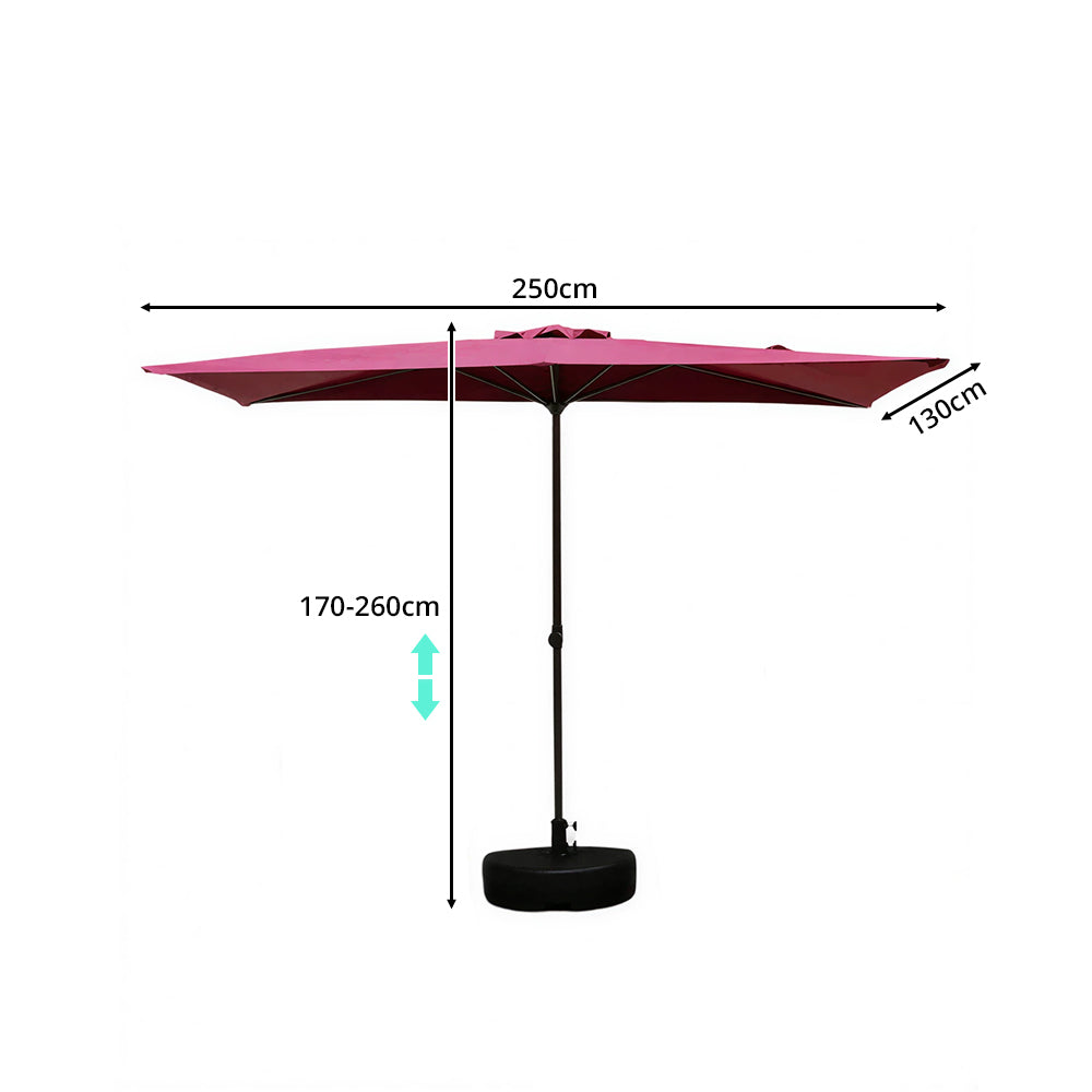 SOLARA Half Patio Umbrella Adjustable Height Waterproof Canopy Hand Crank for Balcony Patio Garden - Red