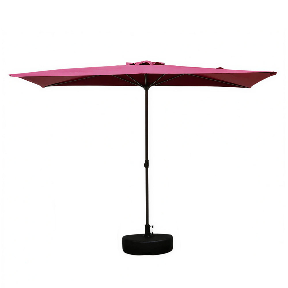 SOLARA Half Patio Umbrella Adjustable Height Waterproof Canopy Hand Crank for Balcony Patio Garden - Red