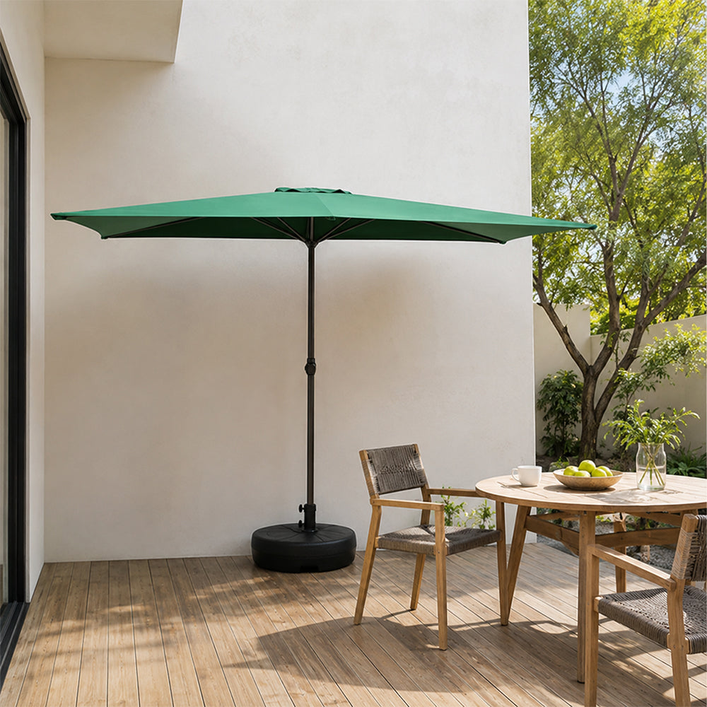 SOLARA Half Patio Umbrella Adjustable Height Waterproof Canopy Hand Crank for Balcony Patio Garden - Green