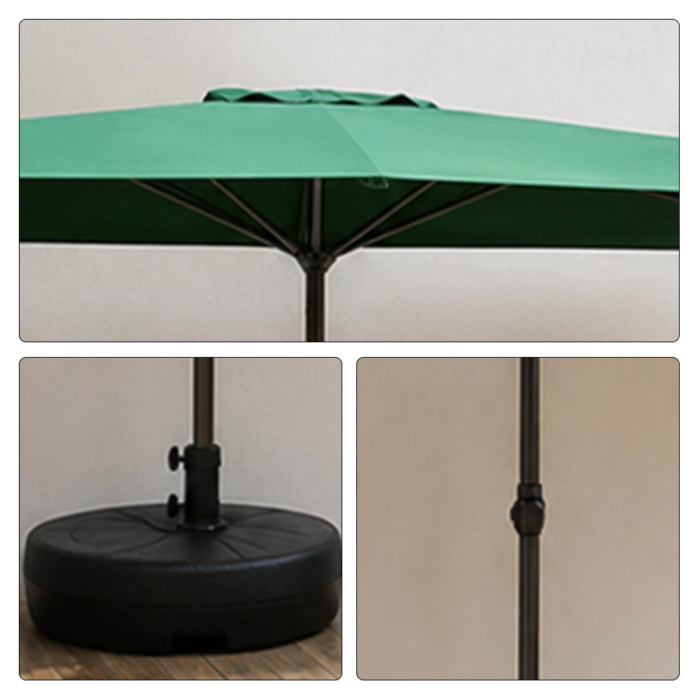 SOLARA Half Patio Umbrella Adjustable Height Waterproof Canopy Hand Crank for Balcony Patio Garden - Green