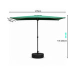 SOLARA Half Patio Umbrella Adjustable Height Waterproof Canopy Hand Crank for Balcony Patio Garden - Green