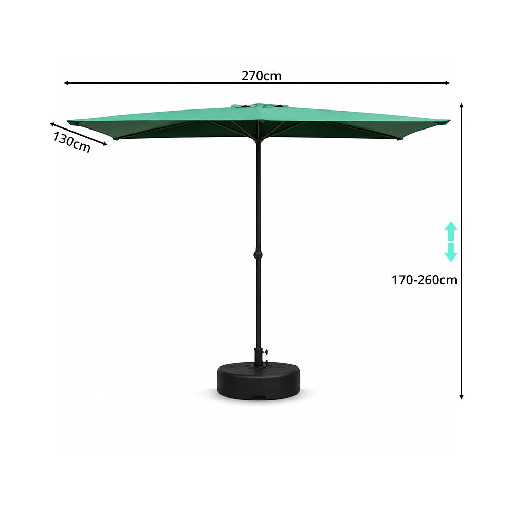 SOLARA Half Patio Umbrella Adjustable Height Waterproof Canopy Hand Crank for Balcony Patio Garden - Green