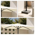 SOLARA Half Patio Umbrella Adjustable Height Waterproof Canopy Hand Crank for Balcony Patio Garden - White