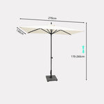 SOLARA Half Patio Umbrella Adjustable Height Waterproof Canopy Hand Crank for Balcony Patio Garden - White